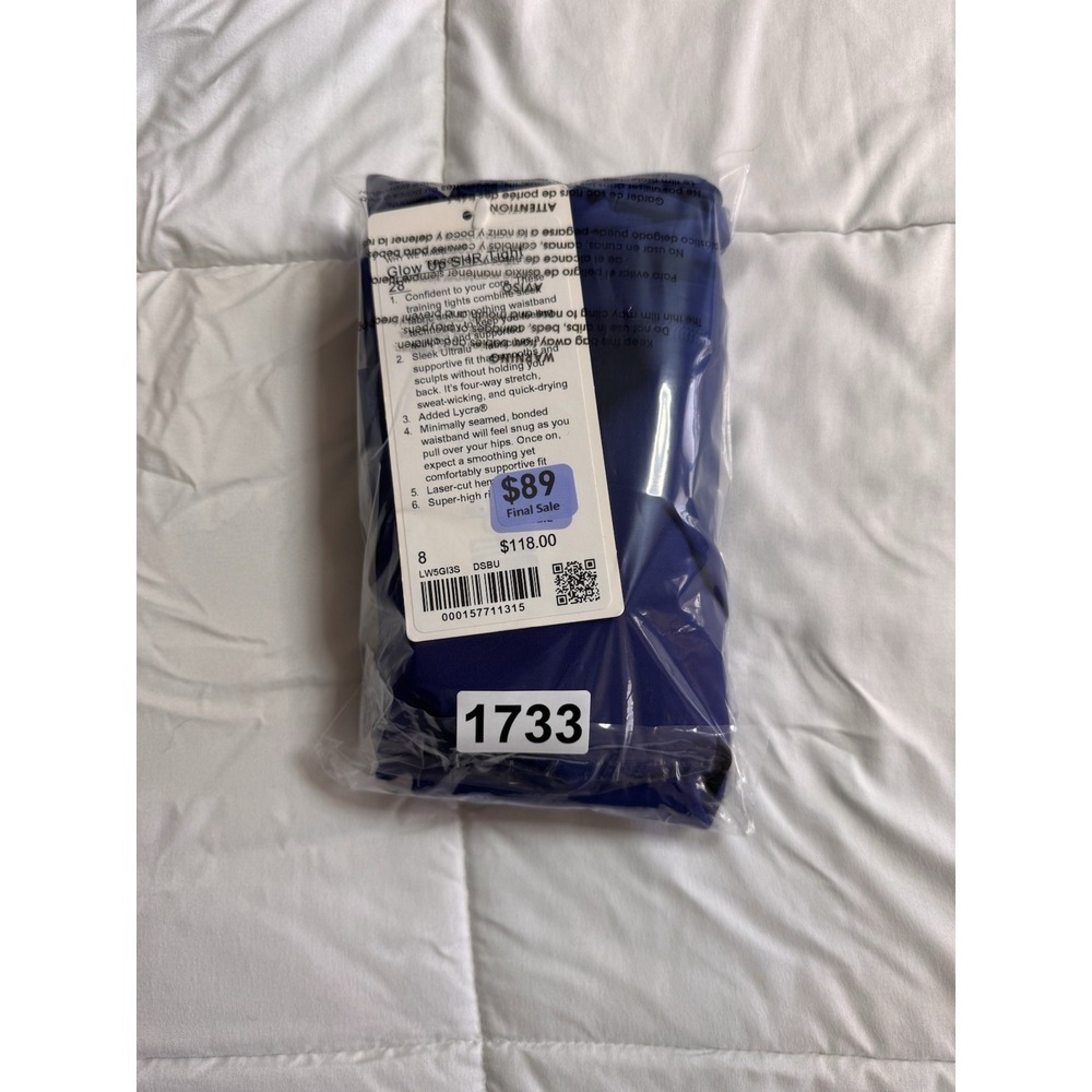 NEW Lululemon GLOW UP HR TIGHT 28" Size 8 Deep Sea Blue Workout Shaping NWT - Picture 9 of 9